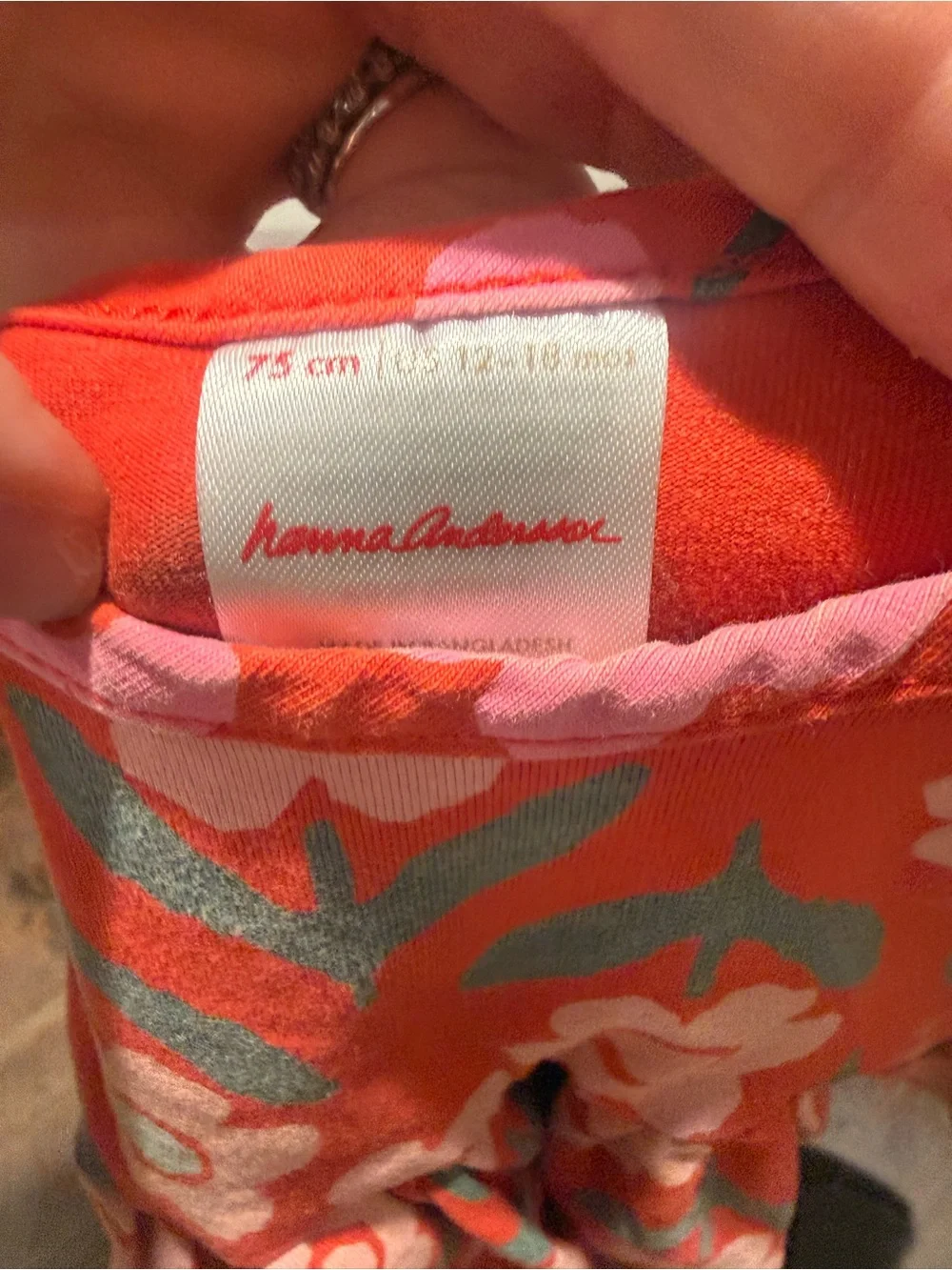 Hanna Andersson Floral 100% Organic Cotton Baby Dress 12/18 Months
